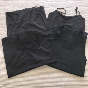 A collection of black tank tops/camisoles. Size S